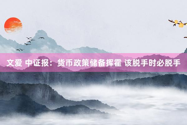 文爱 中证报：货币政策储备挥霍 该脱手时必脱手